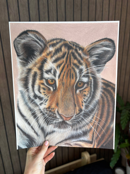 ORIGINAL Tiger Cub Drawing | Hand-Drawn Wildlife Art |